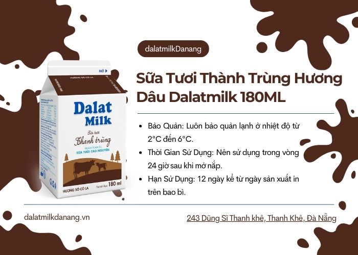 Sữa Tươi Thanh Trùng Hương Sô Cô La Dalatmmilk 180ML