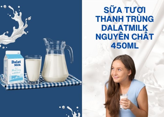 Sữa Tươi Thanh Trùng Nguyên Chất Dalatmilk 450ML