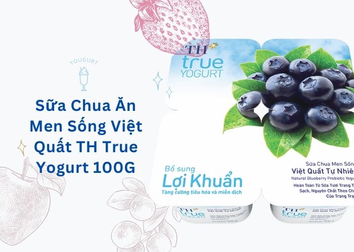 Sữa Chua Ăn Men Sống Việt Quất TH True Yogurt 100G