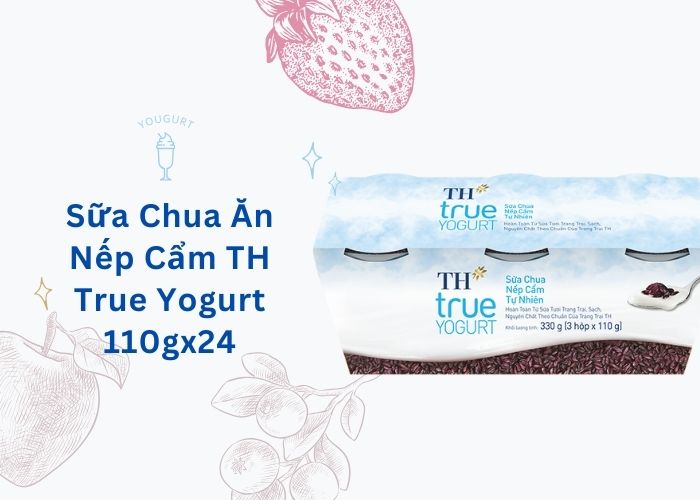 Sữa Chua Ăn Nếp Cẩm TH True Yogurt 110gx24