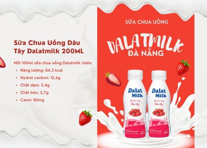 Sữa Chua Uống Dâu Tây Dalatmilk 200ML - Dalatmilk Đà Nẵng