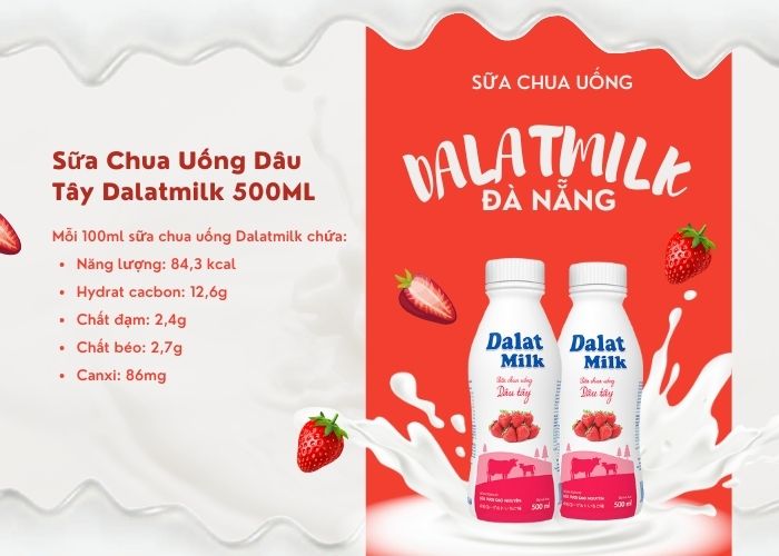 Sữa Chua Uống Dâu Tây Dalatmilk 500ML - Dalatmilk Đà Nẵng