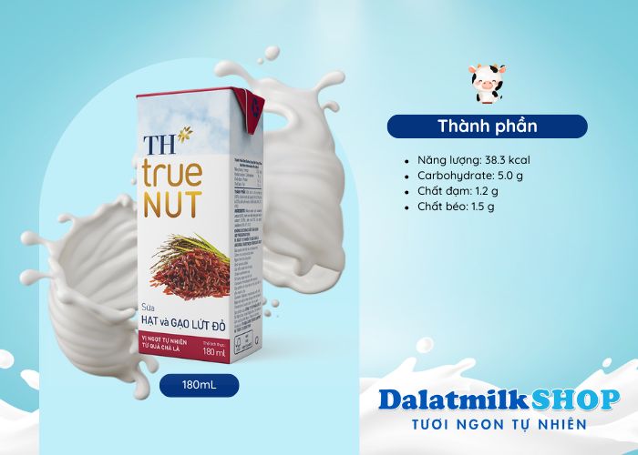 Sữa Hạt Và Gạo Lứt Đỏ TH True NUT 180ML - Dalatmilk Đà Nẵng