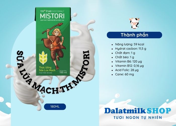 Sữa Lúa Mạch TH Mistori 180ML - Dalatmik Đà Nẵng