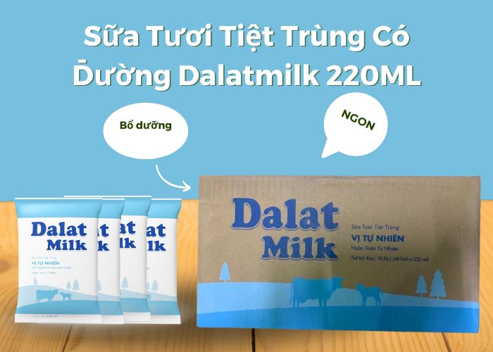 Sữa Tươi Tiệt Trùng Có Đường Dalatmilk 220ML