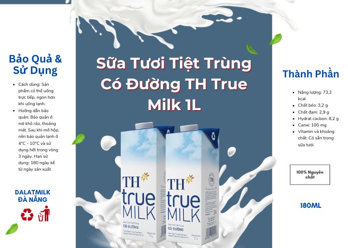 Sữa Tươi Tiệt Trùng Có Đường TH True Milk 1L