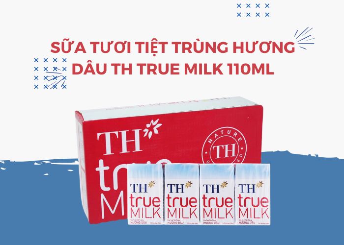 Sữa Tươi Tiệt Trùng Hương Dâu TH True Milk 110ML - Dalatmilk Đà Nẵng