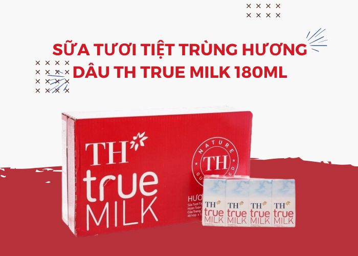 Sữa Tươi Tiệt Trùng Hương Dâu TH True Milk 180ML - Dalatmilk Đà Nẵng