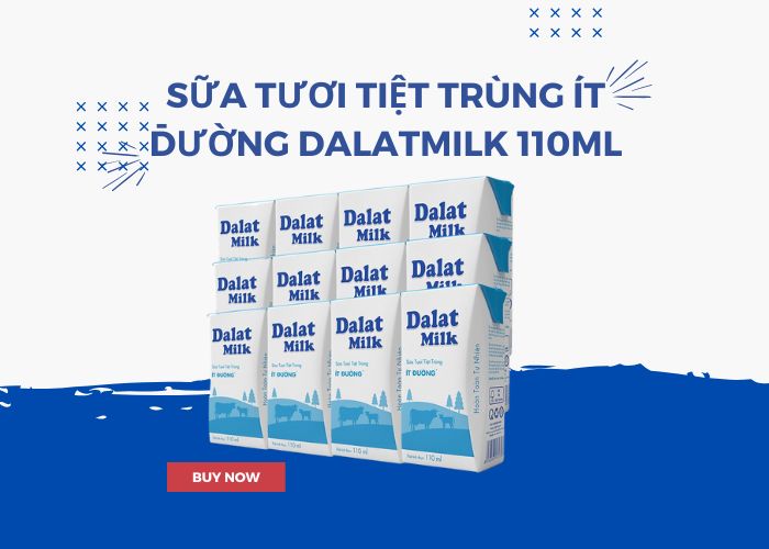 Sữa Tươi Tiệt Trùng Ít Đường Dalatmilk 110ML - Dalatmilk Đà Nẵng