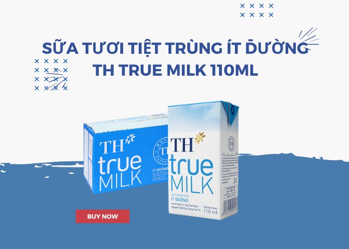 Sữa Tươi Tiệt Trùng Ít Đường TH True Milk 110ML - Dalatmilk Da Nang