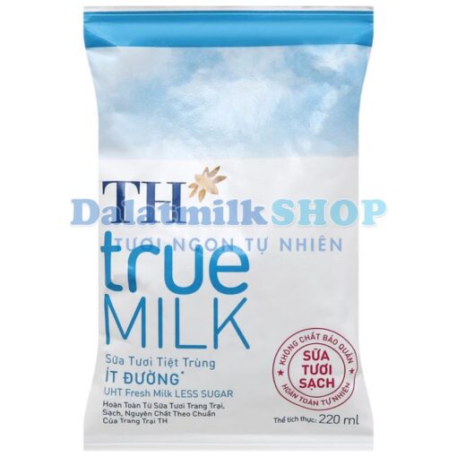 Sữa Tươi Tiệt Trùng Ít Đường TH True Milk 220ML- Dalatmilk Đà Nẵng