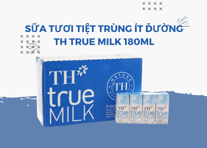 Sữa Tươi Tiệt Trùng Ít Đường Th True Milk 180ML - Dalatmilk Đà Nẵng