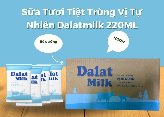 Sữa Tươi Tiệt Trùng Vị Tự Nhiên Dalatmilk 220ML - Dalatmilk Đà Nẵng