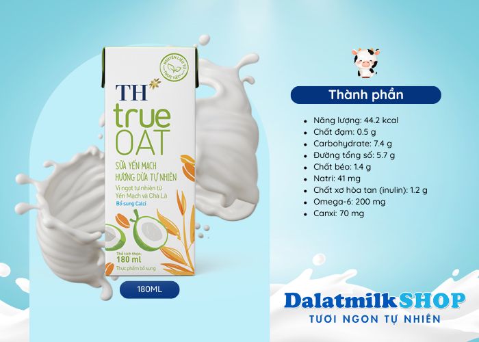 Sữa Yến Mạch Hương Dừa TH True OAT 180ML - Dalatmilk Đà Nẵng