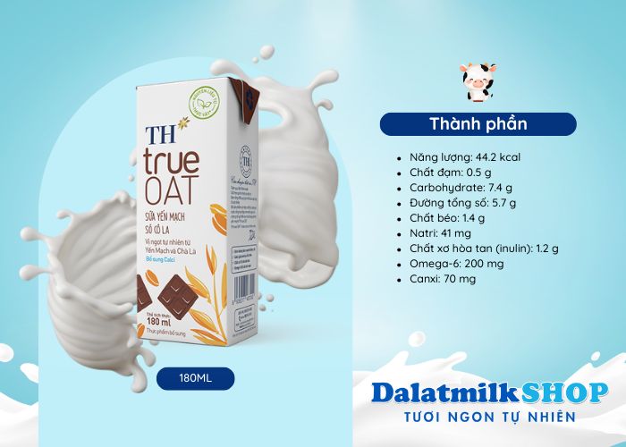 Sữa Yến Mạch Sô Cô La Th True OAT 180ML - Dalatmilk Đà Nẵng