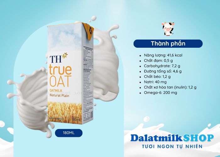 Sữa Yến Mạch Vị Tự Nhiên Th True OAT 180ML - Dalatmilk Đà Nẵng